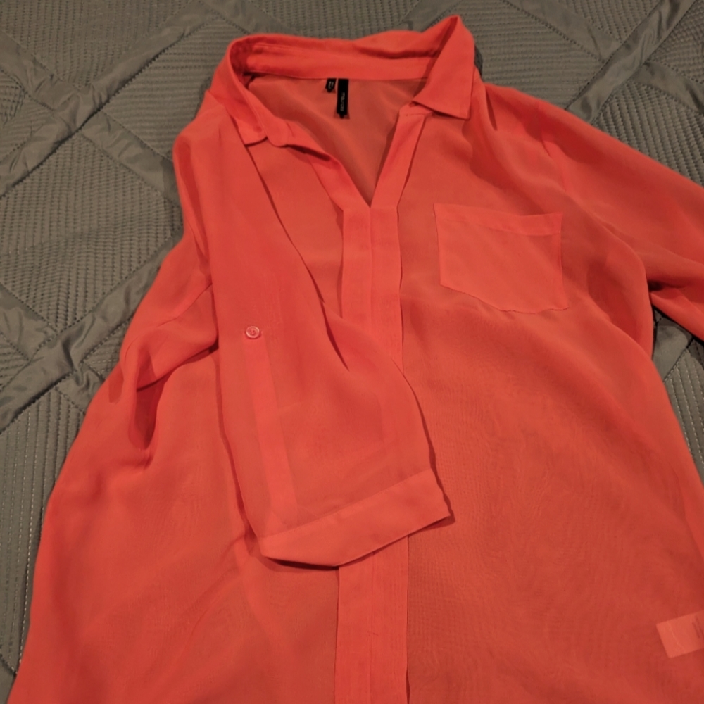 Maurices Peach Salmon sheer shirt